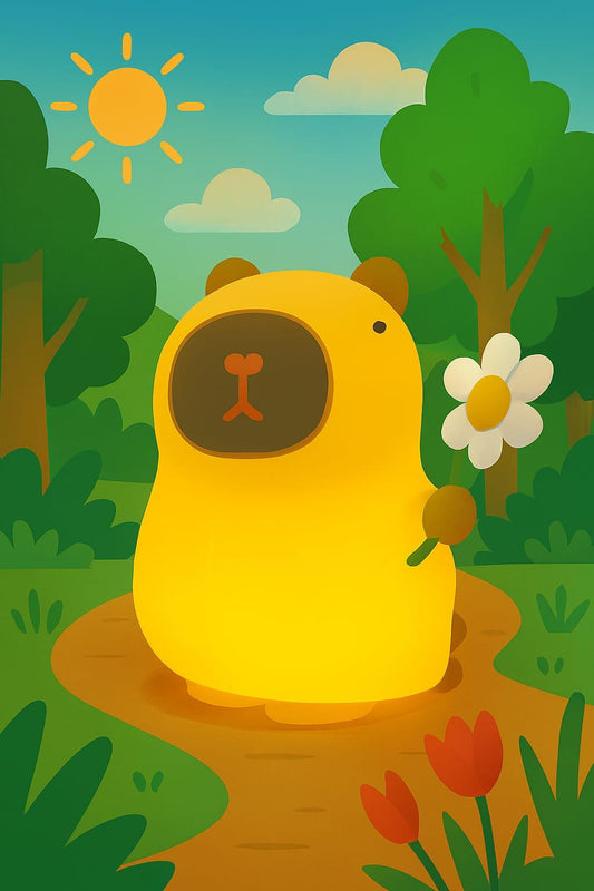 Veilleuse Capybara en Silicone – Mignonne, Intelligente et Multicolore 🐻🌼